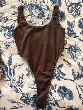 Ardene Brown Scoop Neck Bodysuit